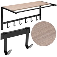 WIESZAK na ubrania kurtki ŚCIENNY Z PÓŁKĄ HAK nowoczesny loft REGAŁ czarny