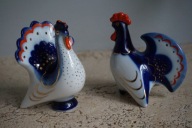 ŁOMONOSOW FIGURKI PAW i KOGUT MADE IN USSR UNIKAT IMPERIAL PORCELANA IDEAŁ