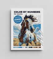 Kolorowanka po numerach dla dorosłych - Konie na tle pejzaży