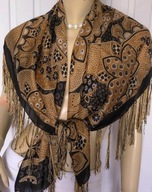 Hand Made jedwabna chusta z frędzlami 100x99