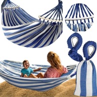 HAMAK Z DRĄŻKIEM TURYSTYCZNY DWUOSOBOWY MOCNY PAŁĄK DUŻY XXL OGRODOWY TARAS