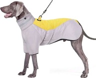 Kurtka zimowa dla psa Ubranko Wiatroszczelne Odblaskowe 3XL Szaro żółty