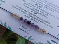 Bransoletka na szczęście na sznurku, kamienie, amulet