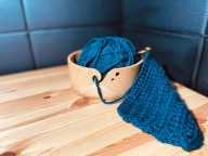 Miska na włóczkę wełnę drewniana do szydełkowania robienia na drutach