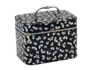 Kuferek kosmetyczka 23x17x15cm czarna w motylki