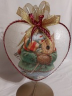 Bombka serce ręcznie zdobiona 15 CM decoupage SD25 bałwan bałwanek