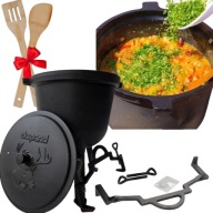 KOCIOŁEK ŻELIWNY STOJĄCY GARNEK MYŚLIWSKI NA OGNISKO GRILL 5L +GRATISY