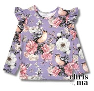 Chrisma Bluzka dziecięca z długim rękawem motyw ptaków i kwiatków 104 4 lat