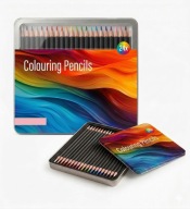 Kredki ołówkowe Via Chasse 24 kolory trójkątne metalowe pudełko