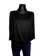 Czarna klasyczna bluzka tunika kimono rękaw wiskoza 3/4 r. XL/XXL