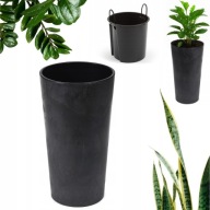 DONICZKA DONICA EFEKT BETONU OKRĄGŁA WYSOKA Z WKŁADEM PLASTIKOWA ŚR.30cm