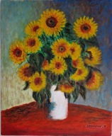 Słoneczniki obraz olejny płótno 40x50 cm Ryszard Serafin malarz ludowy