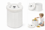 POJEMNIK NA ZABAWKI SIEDZISKO 2W1 PUFA SKŁADANA BIAŁY MIŚ 30X35CM SCHOWEK