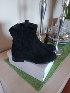 Buty Botki czarne zamszowe 38