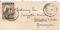 WĘGRÓW -koperta -obieg 1946 do PODDĘBICE K/ŁODZI