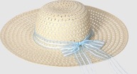 ELOY kapelusz damski z tasiemką, Beżowy z niebieską wstążką