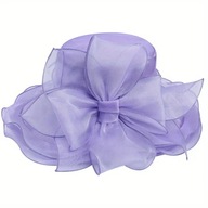 KAPELUSZ DAMSKI plaża rekwizytorganza fiolet VINTAGE FALBANY SYLWESTROWY
