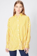 Bershka koszula paski żółta musztardowa oversize boyfriend prążki obszerna