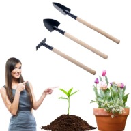 ZESTAW NARZĘDZI OGRODOWYCH DONICZKOWYCH MINI SZPADEL ŁOPATA GRABIE