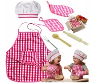 Zestaw Małego Kucharza Strój Kucharski Czapka Akcesoria Kuchenne 7 el.