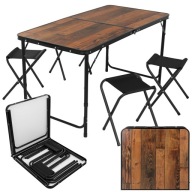 Stół Ogrodowy Składany z 4 Krzesłami Stolik Turystyczny Taras Ogród Walizka