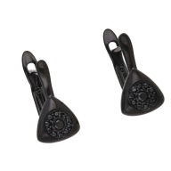 55605 Kolczyki czarna stal chirurgiczna eleganckie z cyrkoniami