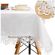 OBRUS BIAŁY klasyczny elegancki duży GIPIURA plamoodporny 110x160 prostokąt