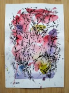 ORYGINALNA AKWARELA RYSUNEK TUSZEM ABSTRAKCJA IMPROWIZACJA VI