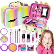 KOSMETYKI ZESTAW DO MAKIJAŻU DLA DZIECI KUFEREK MAKE UP JEDNOROŻEC CIENIE