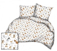 pościel bawełna lux 140x200 1x70x80 guzik B 307-2 Psiaki na białym