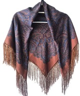 Niemiecka chusta chustka wełniana 98x98 + 16 cm frędzle