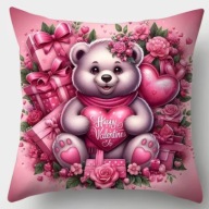 Poszewka dekoracyjna 45x45 WALENTYNKI LOVE MIŁOŚĆ