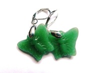 Motylki z zielonego jadeitu, kolczyki w srebrze