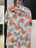 O Koszula hawajska Manfinity biała kolorowe liście palm XL