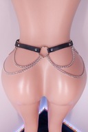Pasek biodrowy z łańcuszkami Harness Regulowany S-L Eko Skóra