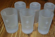 KIELISZKI JAGERMEISTER 6 szt. zestaw PREZENT szkło białe mrożone ORYGINALNE