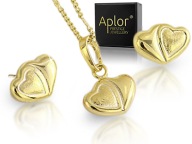 Serce Złoty Komplet Żółte Serduszka Passion HEART