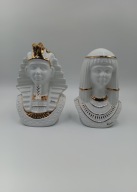 Egipt 2 porcelanowe piękne figurki pokryte 24 karatowym złotem sygnowane 20