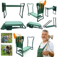 KLĘCZNIK SKŁADANY OGRODOWY TABORET 3W1 Z KIESZENIAMI – GARDENLINE