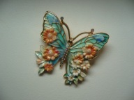 PIĘKNA EMALIOWANA BROSZKA MOTYL MOTYLEK