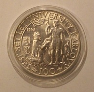 100 KORON 1948 - CZECHY, CZECHOSŁOWACJA, SREBRO, BARDZO ŁADNY STAN