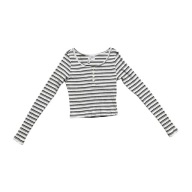 Bluzka damska cropped długi rękaw biało czarne paski S H&M