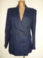 ZARRA MARYNARKA granat TALOWANA dwurzedowka 100% LEN 42 44