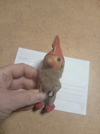 Stara Zabawka Żołnierzyk PRL Drewniany Skórzany Krasnal bez oka