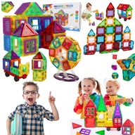 KLOCKI MAGNETYCZNE DUZE 3D KONSTRUKCYJNE EDUKACYJNE ZESTAW MAGNETIC TILES