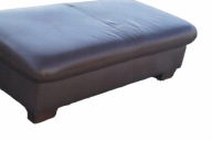 Pufa skórzana brązowa Podnóżek Siedzisko