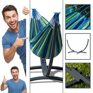 HAMAK ZE STELAŻEM ZE STOJAKIEM OGRODOWY POTENZA DWUOSOBOWY 200X120CM