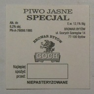 STARA ETYKIETA SAMOPRZYLEPNA NA KEG PIWO JASNE SPECJAL BROWAR GOCH BYTÓW