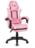 Fotel gamingowy XL POKER PRO Pink White Alcantara z podnóżkiem różowo biały