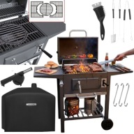 GRILL WĘGLOWY ZELIŻWNY RUSZT Z POKRYWĄ OGRODOWY KOMIN TERMOMETR DUŻY